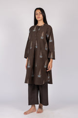 Black Ajrakh Cotton Hand Block Printed Tunic