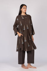 Black Ajrakh Cotton Hand Block Printed Tunic
