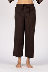Brown Cotton Solid Parallel