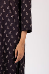 Ajrakh Mul Hand Block Printed Black Kurta