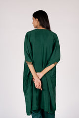 Green Dupion Silk Hand-Embroidered Tunic