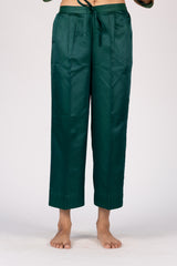 Green Cotton Satin Straight Parallel