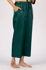 Green Cotton Satin Straight Parallel