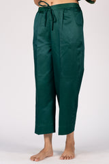 Green Cotton Satin Straight Parallel