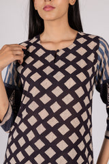 Black Ajrakh Hand Block Printed Cotton Straight Kurta