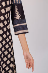 Black Ajrakh Hand Block Printed Cotton Straight Kurta