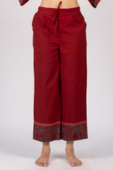 Maroon Printed Cotton Parallel