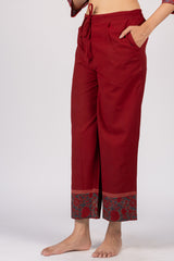 Maroon Printed Cotton Parallel