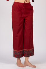 Maroon Printed Cotton Parallel