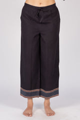 Black Cotton Parallel with Striped Border