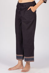 Black Cotton Parallel with Striped Border