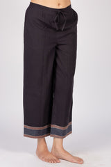 Black Cotton Parallel with Striped Border