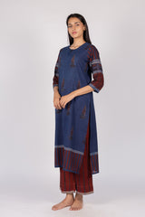 Blue Hand-Block Printed Ajrakh Cotton Kurta