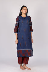 Blue Hand-Block Printed Ajrakh Cotton Kurta