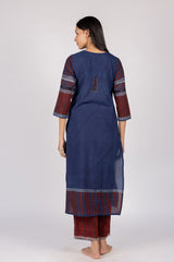 Blue Hand-Block Printed Ajrakh Cotton Kurta