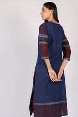 Blue Hand-Block Printed Ajrakh Cotton Kurta