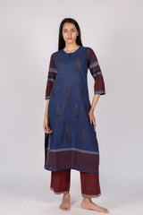 Blue Hand-Block Printed Ajrakh Cotton Kurta