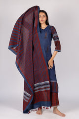 Blue Striped Cotton Dupatta