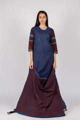 Blue Striped Cotton Dupatta