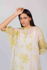 White Chanderi Hand Block Printed Tunic