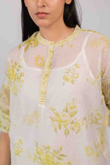 White Chanderi Hand Block Printed Tunic