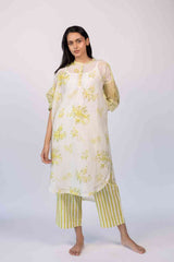 White Chanderi Hand Block Printed Tunic