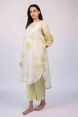 White Chanderi Hand Block Printed Tunic
