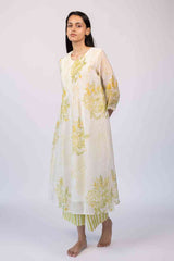 White Floral Chanderi Straight-Cut Kurta