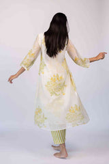White Floral Chanderi Straight-Cut Kurta