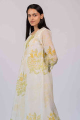 White Floral Chanderi Straight-Cut Kurta