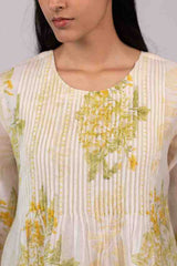 White Floral Chanderi Straight-Cut Kurta