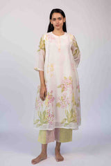 White chanderi Hand Block Printed Kurta