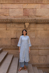 Blue Hand-Block Printed Cotton Kurta