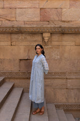 Blue Hand-Block Printed Cotton Kurta