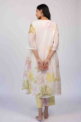 White chanderi Hand Block Printed Kurta