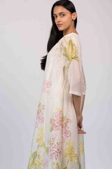 White chanderi Hand Block Printed Kurta