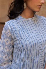 Blue Hand-Block Printed Cotton Kurta