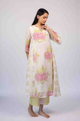 Off-White Chanderi Hand Block Printed Kurta