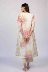 Off-White Chanderi Hand Block Printed Kurta