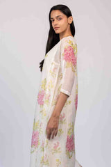 Off-White Chanderi Hand Block Printed Kurta