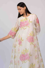 Off-White Chanderi Hand Block Printed Kurta
