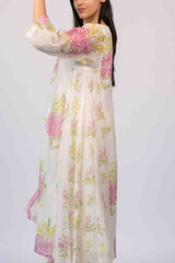 Off-White Chanderi Hand Block Printed Kurta