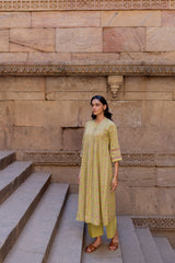 Green Cotton Hand Block Printed Kurta