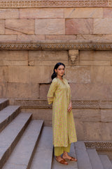 Green Cotton Hand Block Printed Kurta