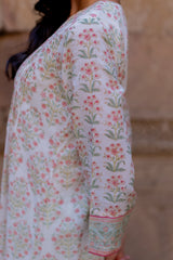 White Hand-Block Printed Cotton Kurta