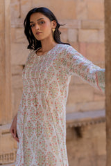 White Hand-Block Printed Cotton Kurta