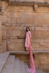 Pink Floral Kota Doria Dupatta
