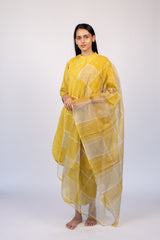 Yellow Cotton Kota Doria Dupatta