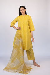 Yellow Cotton Kota Doria Dupatta