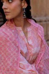 Pink Hand-Block Printed Cotton Kurta